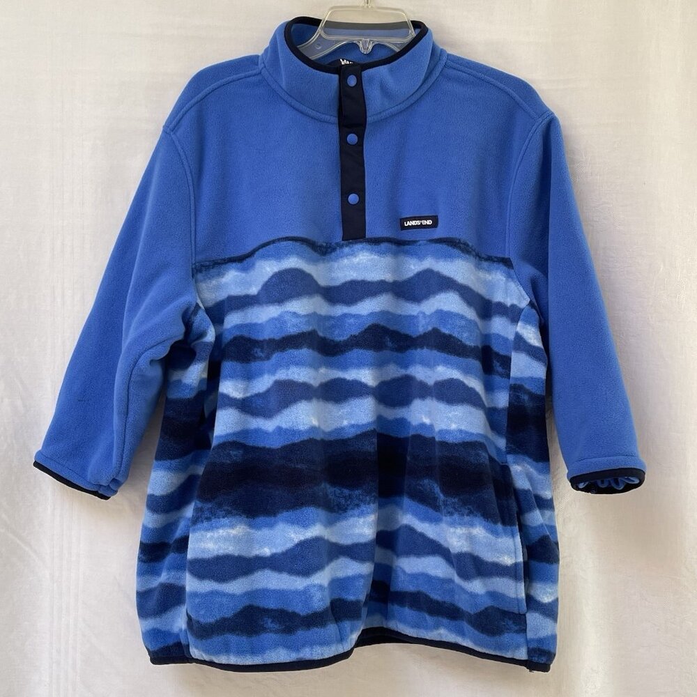 Lands End Heritage Fleece T Snap Neck Pullover Thermacheck 100 Mens XL Mock Neck